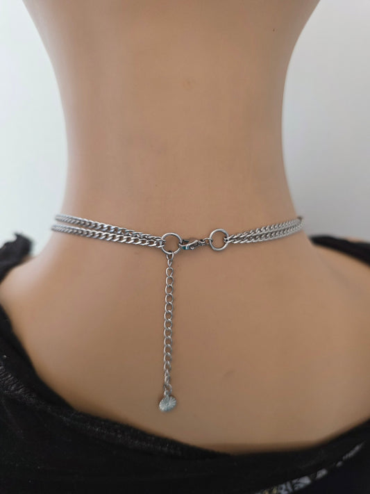 Lasso the Moon Stahl Lariat Wrap Layered Halskette | Celestial Witch