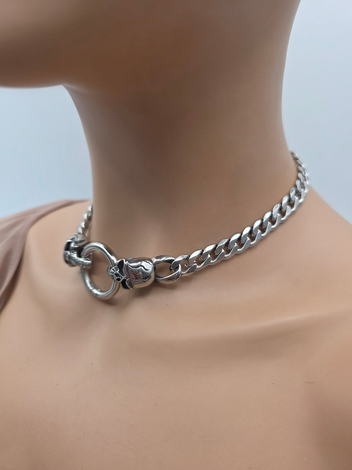 Teschio Chiusura in acciaio Catena grossa Collana girocollo Goth Punk