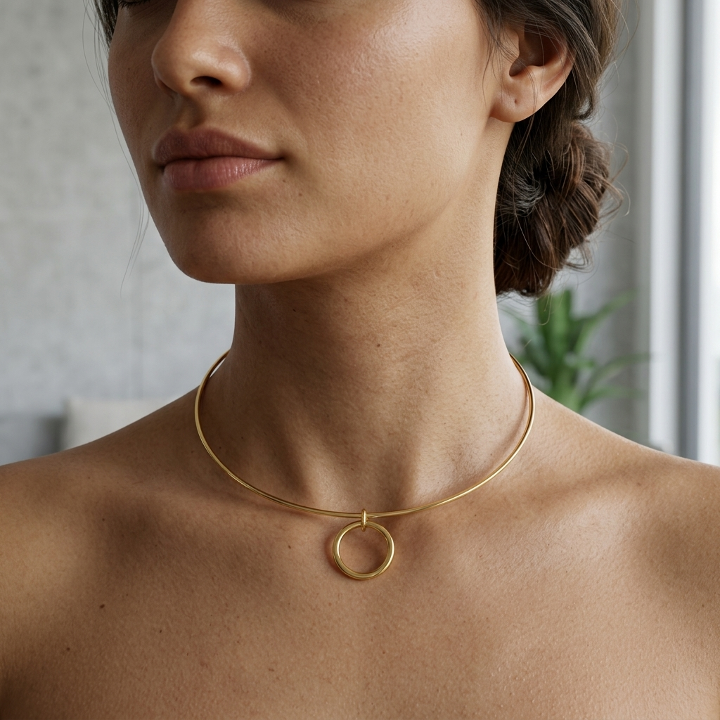 Steel Day Collar Rigid 1.5 mm Dainty Choker Necklace, Engraved Ring & Permanent Locking Option