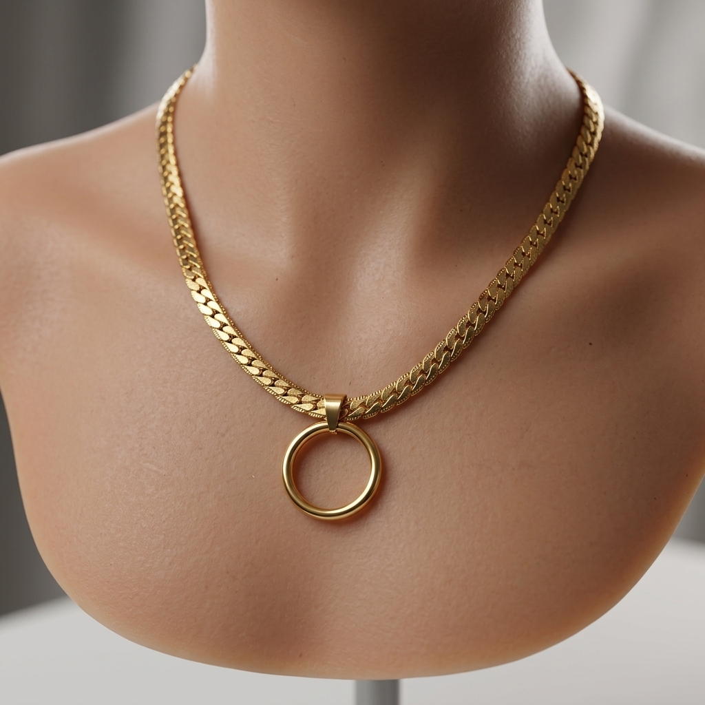 Gold Steel O-Ring Day Collar | Adjustable Locking Necklace