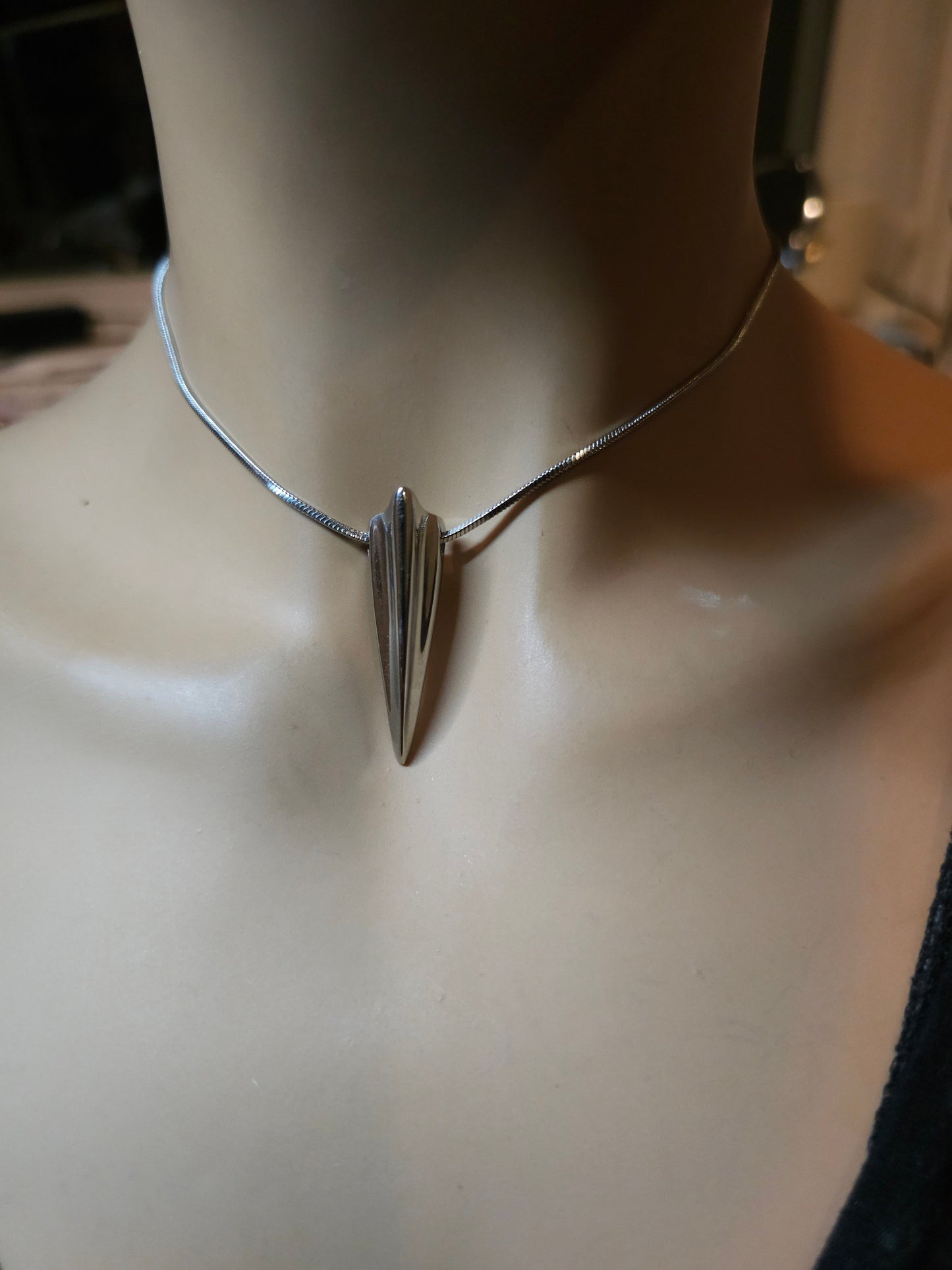 Steel Tusk Fang Gothic Choker Collar Necklace on Snake Chain - Handmade aesthetic jewelry Gift for Her