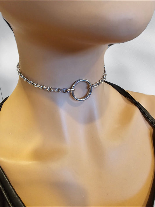 Surgical Steel Gothic Punk Day Collar Choker with Locking Key Clasp Option, Goth Bondage Necklace, punk, grunge jewelry gift for her