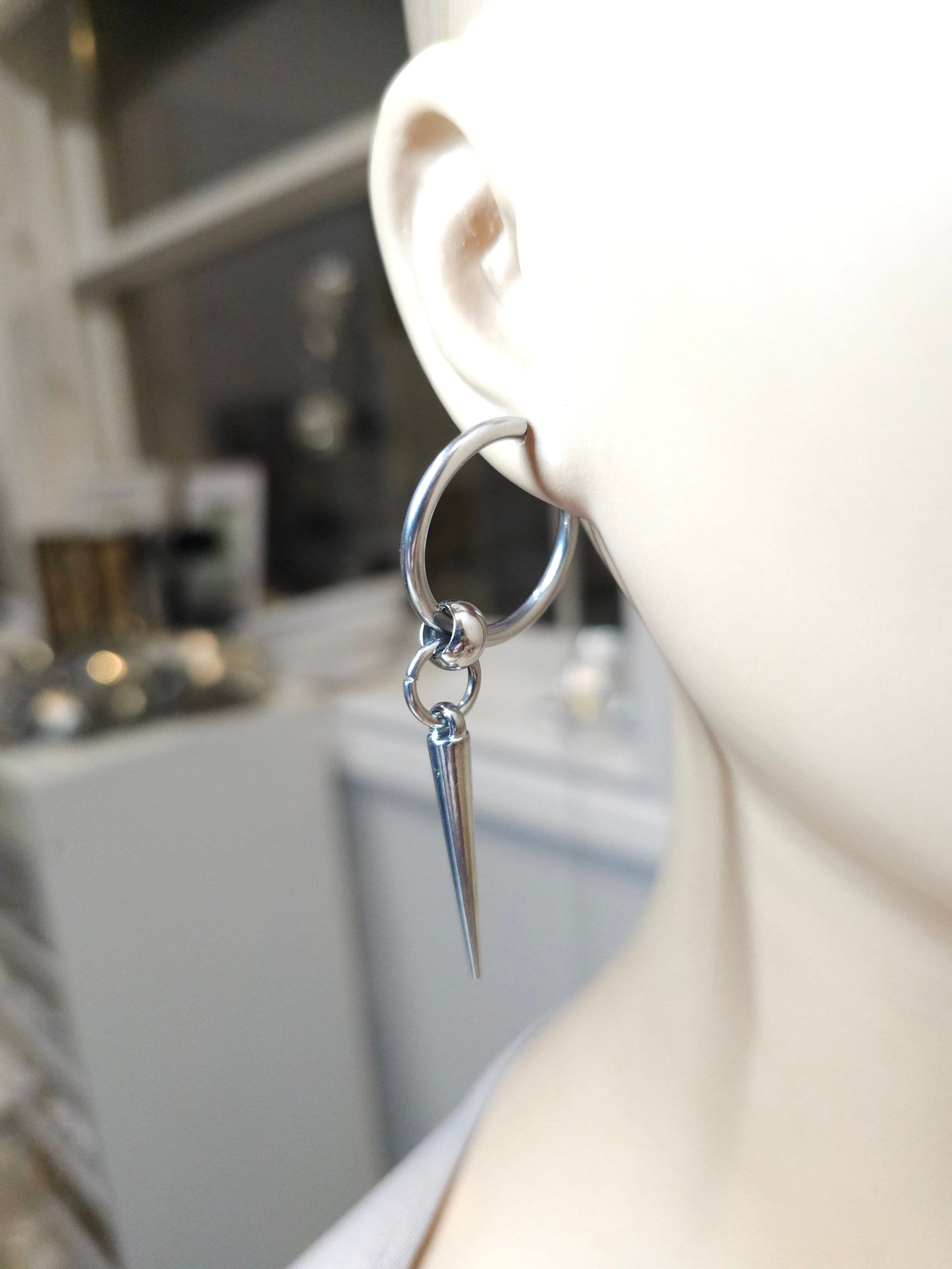 Huggie earrings Spike Huggie Hoops, Surgical Steel, handmade Goth jewelry, punk earrings, grunge jewelry, emo jewelry, occult jewelry