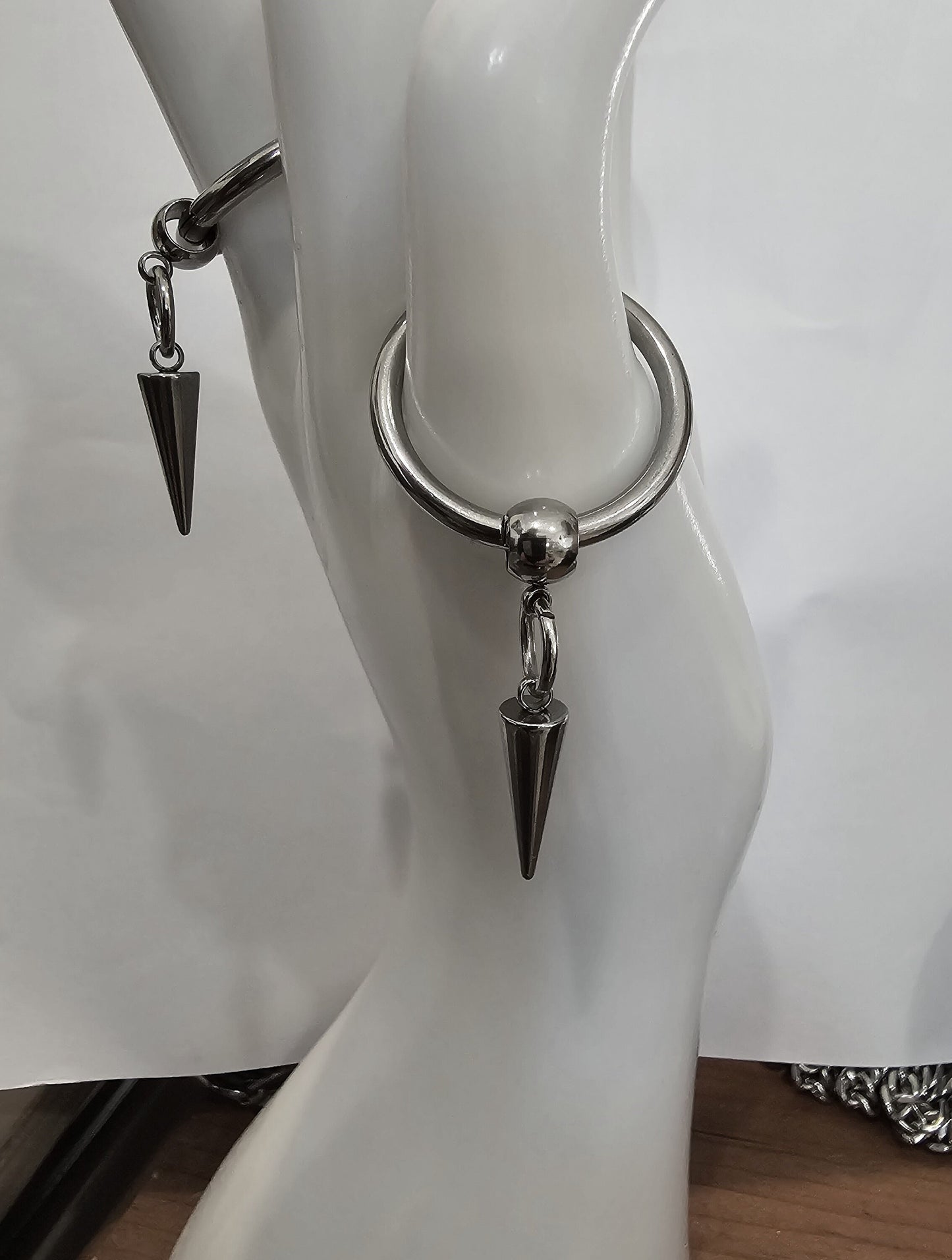 Steel Huggie Hoop Spike Goth Punk Dangle Earrings - Surgical Steel, handmade alt grunge jewelry, gothic dark academia aesthetic, witchy