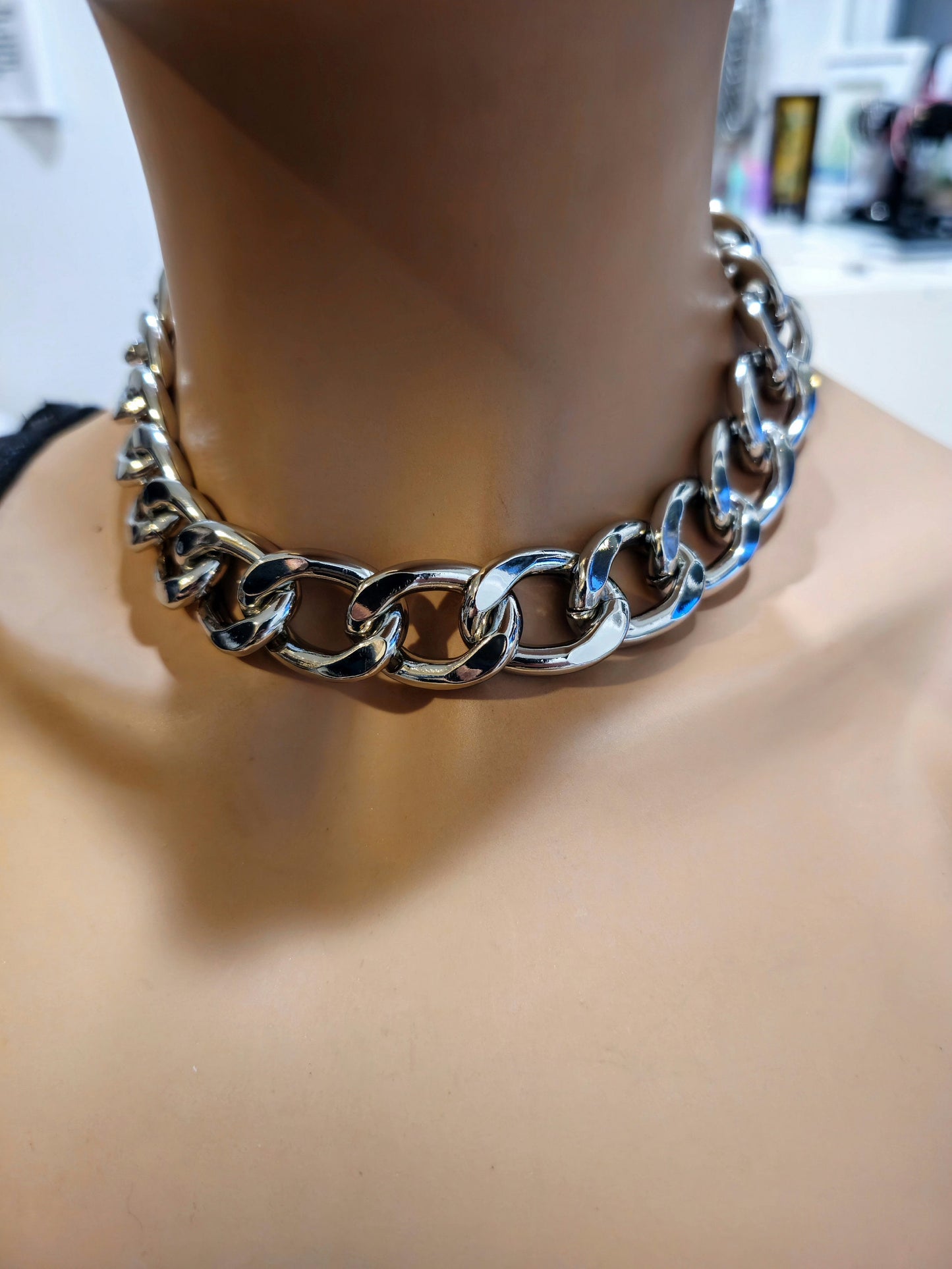 Hip Hop Chunky Chain Gothic Punk Statement Collar Choker Necklace | Dark Academia aesthetic jewelry gift for her in goth choker, bold style