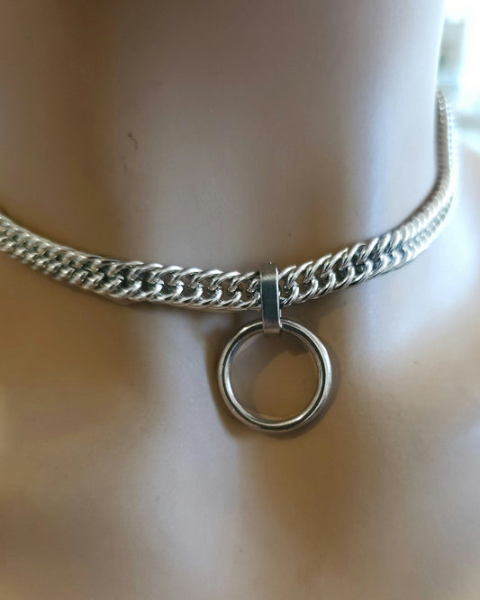 Surgical Steel Day Collar Gothic Punk Choker Necklace | Submissive Style with Permanent Locking Clasp Options