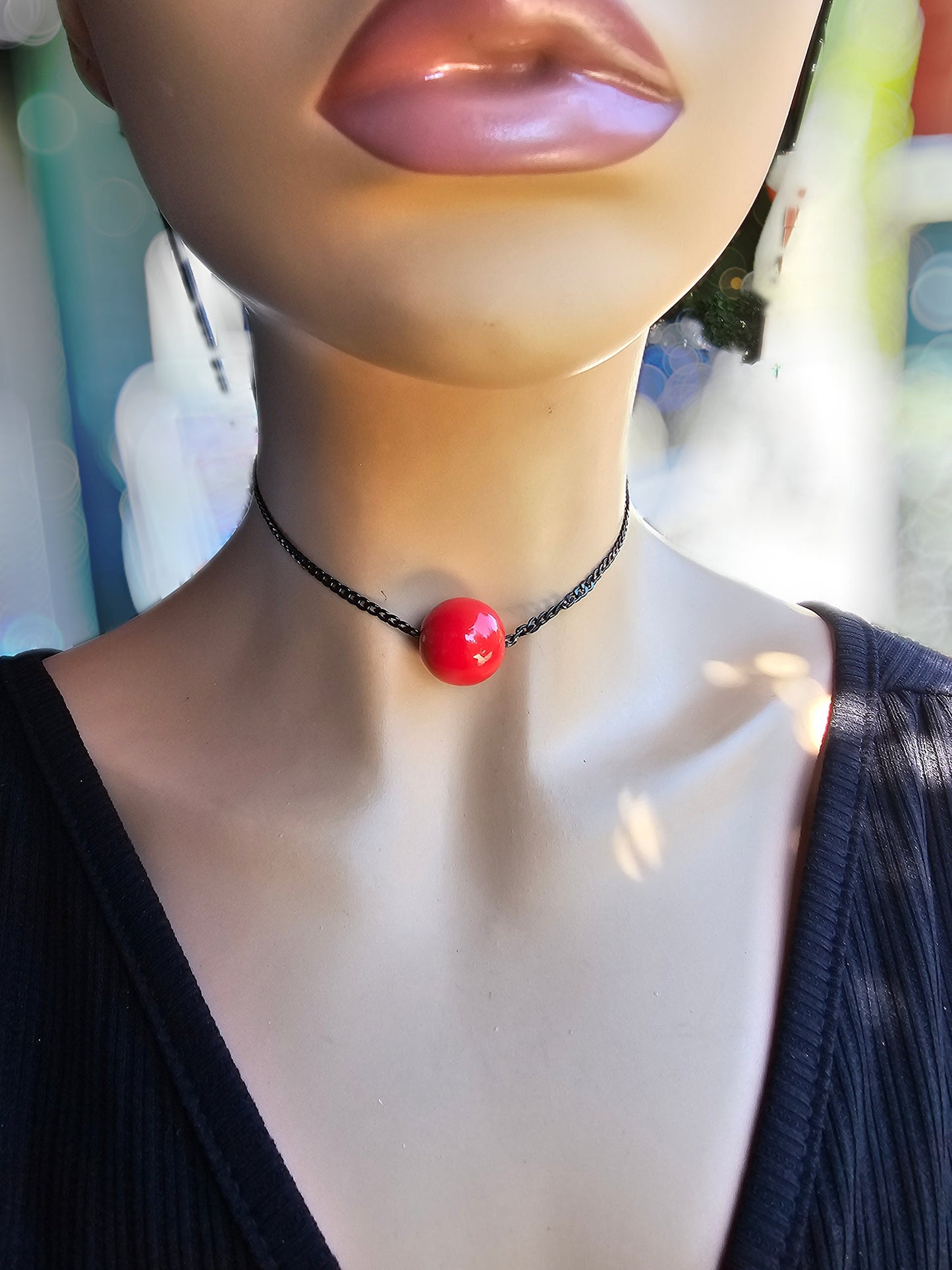 Ball Gag Black Steel Choker Necklace Glass Bead | BDSM Aesthetic statement jewelry, Punk, Goth grunge Bondage Ballgag