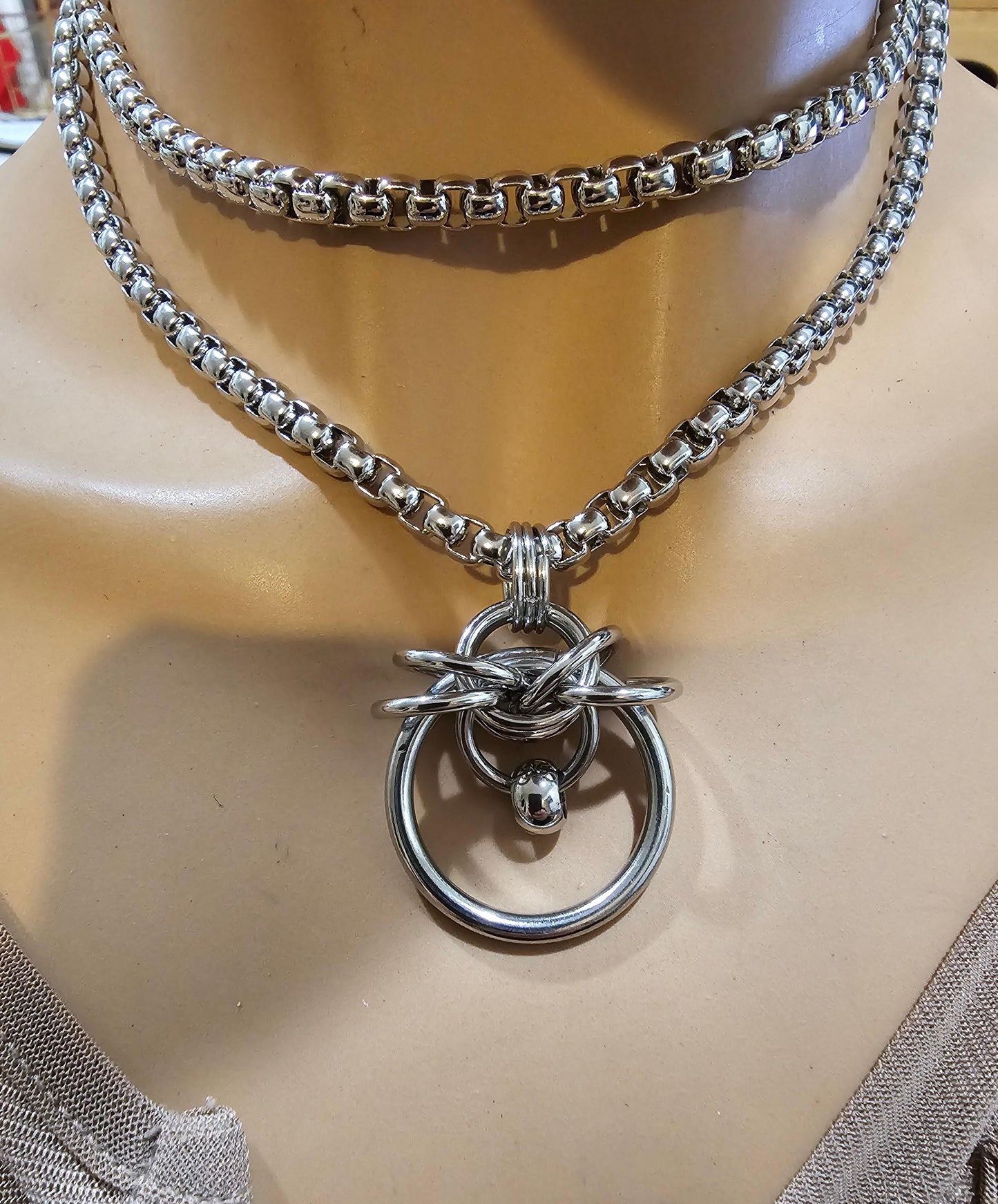 Surgical Steel Fidget Necklace Viking Norse Chainmail Necklace | Handmade punk goth day collar gift for her or gift for him mens necklace