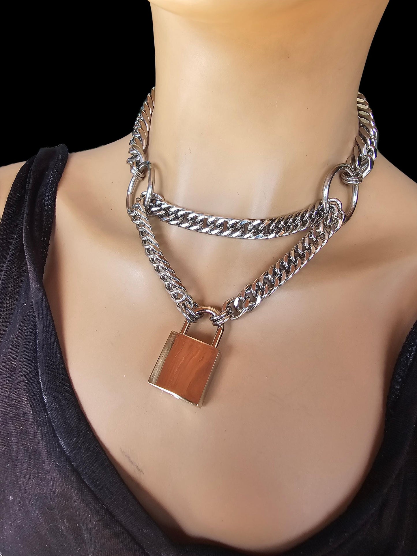 Martingale Collar Choker Necklace | Locking Choker Goth Punk Intimate Submissive BDSM Jewelry, Bondage Collar, great gift for her