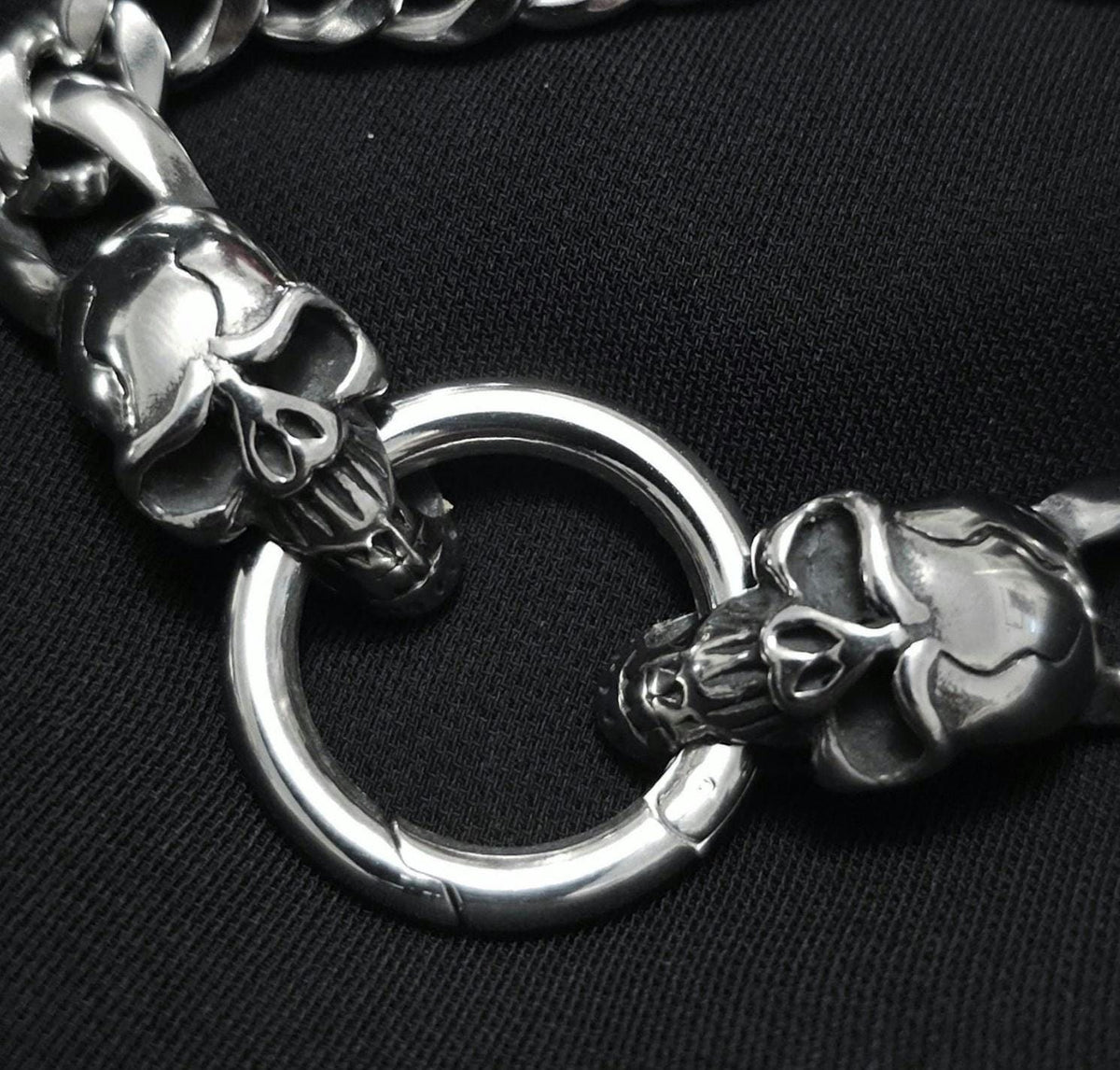 Skulls Chunky Edgy Punk Goth Biker Bracelet - great gift for men or women