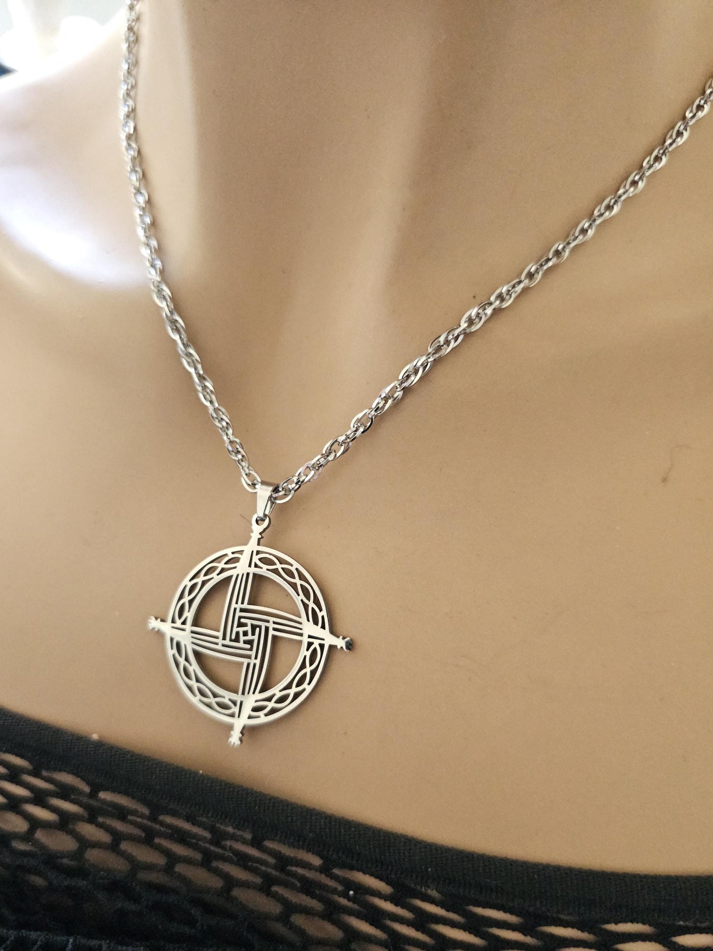 Celtic Brigid's Cross Imbolc Pendant Necklaces Set - Pagan Wiccan Sabbat Celebration Non-Tarnish waterproof stackable jewelry gift for her