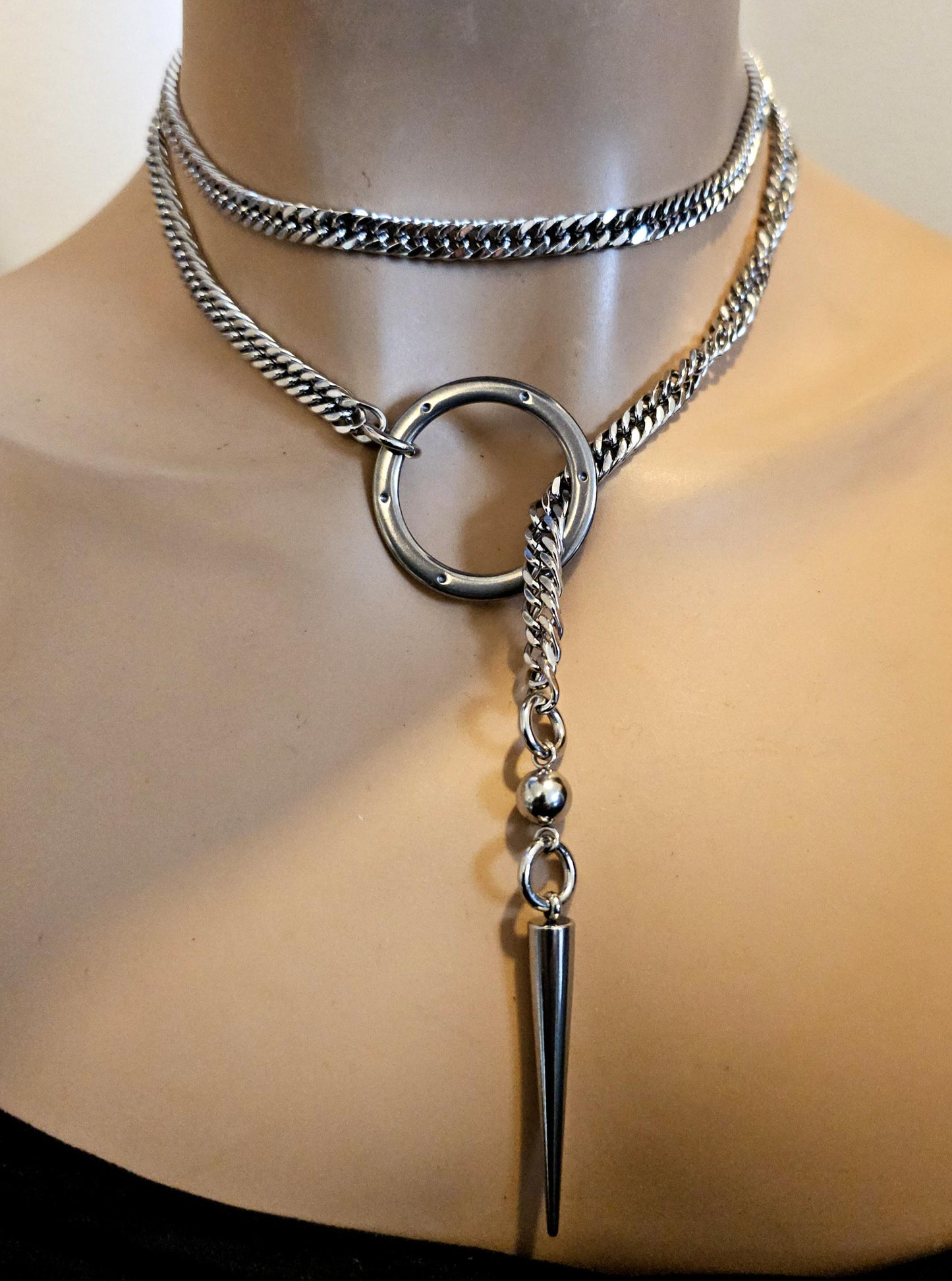 Slip Chain Spike BDSM Bondage Gear Lariat Pendant Necklaces Collar Choker - Self Bondage Wrapping Lifestyle Jewelry