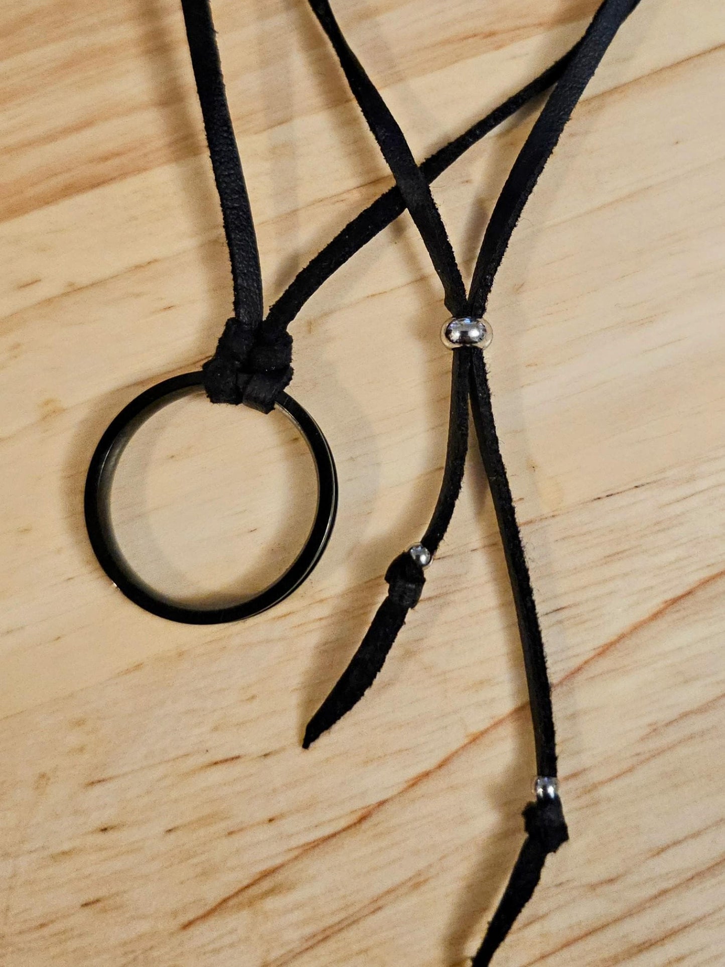 Discreet Day Collar Choker Black Vegan Leather & Steel O Ring Necklace - Grunge BDSM Submissive Alt Aesthetic Jewelry Gift for Her