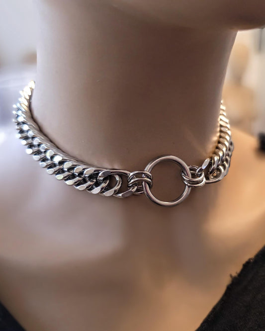 Discreet Day Collar Choker Chunky Mens or Womens Necklace | Submissive BDSM Jewelry Goth Punk Edgy Style with Permanent Locking Clasp Option