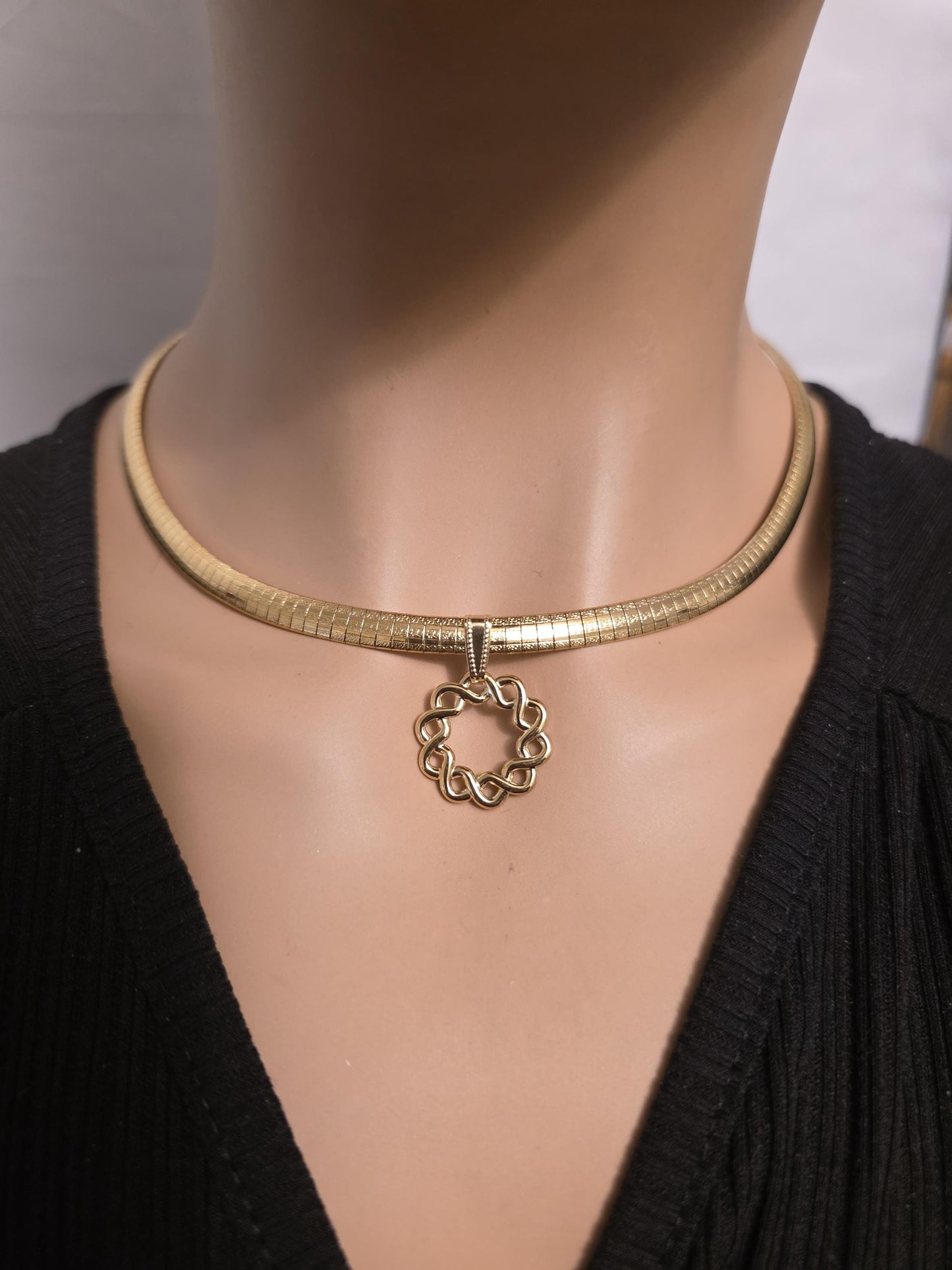 Gold Day Collar Choker Omega Chain Necklace, Permanent Locking Clasp Option, Intimate BDSM Jewelry