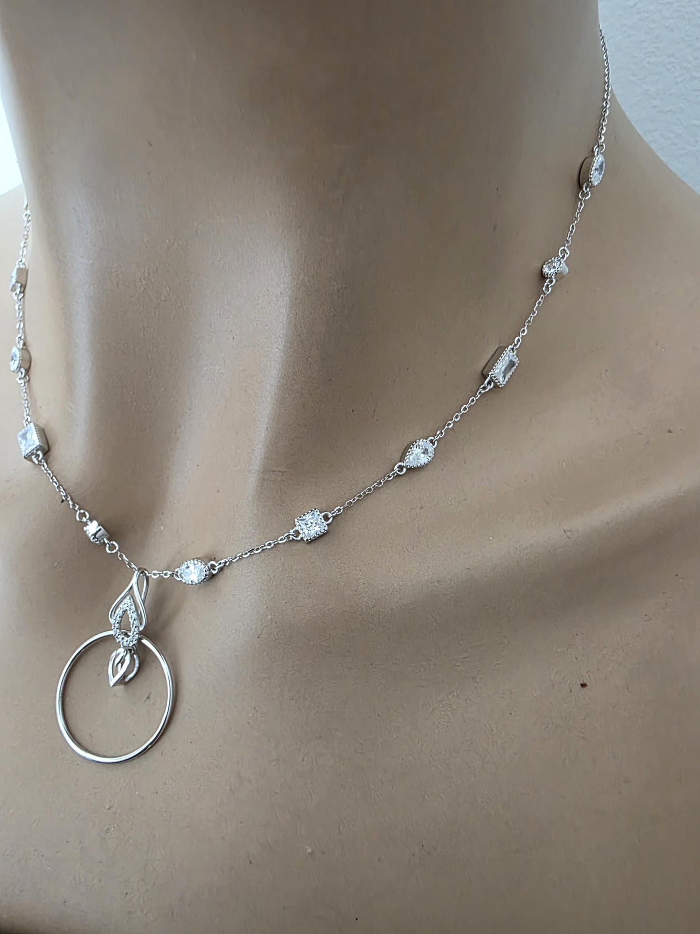 Sterling Silver Cubic Zirconia O Ring Necklace - Luxury Partner Jewelry