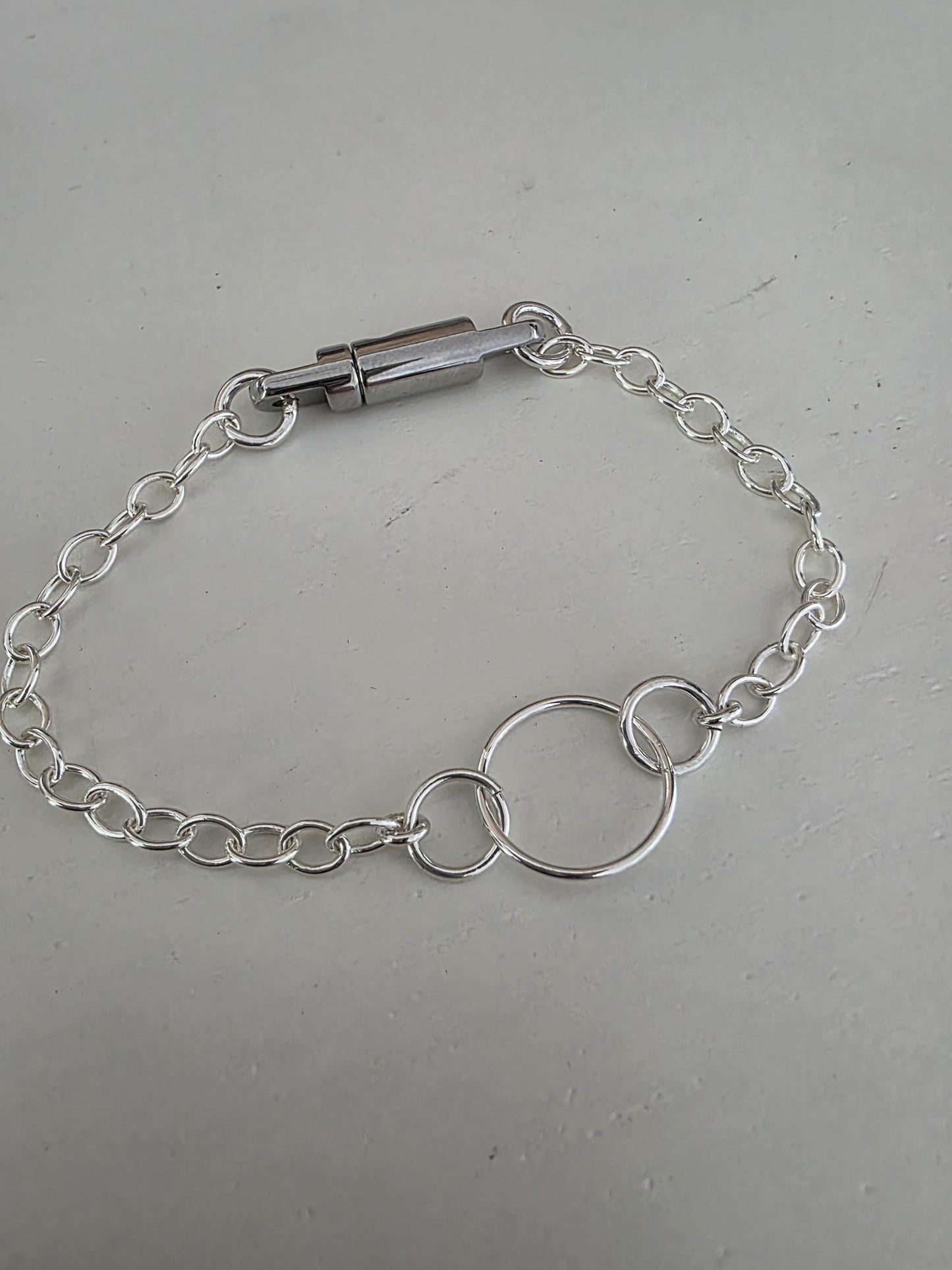 Sterling Silver Day Collar O Ring Bracelet with Lock & Key - Luxury Partner Commitment Jewelry