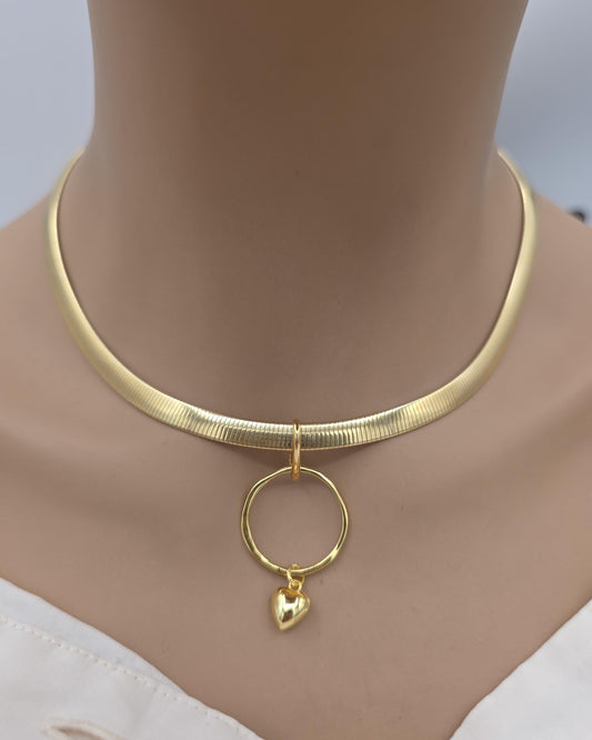 Reversible Gold Vermeil & Sterling Silver Omega Collar Necklace – 6mm Dual-Tone O-Ring Day Collar