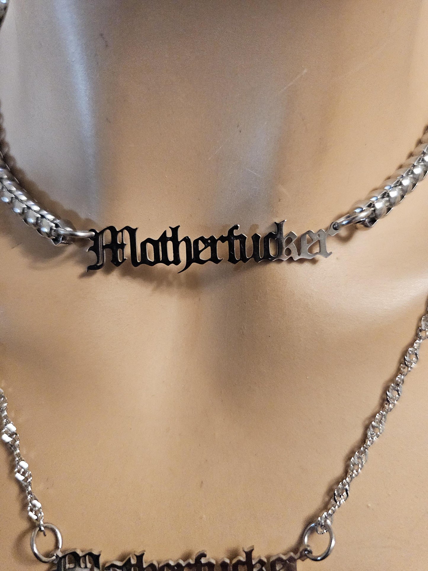 Motherf.... Swear Word Gothic Punk Collar Choker Necklace 2 sizes, styles | A Dark Academia aesthetic necklace