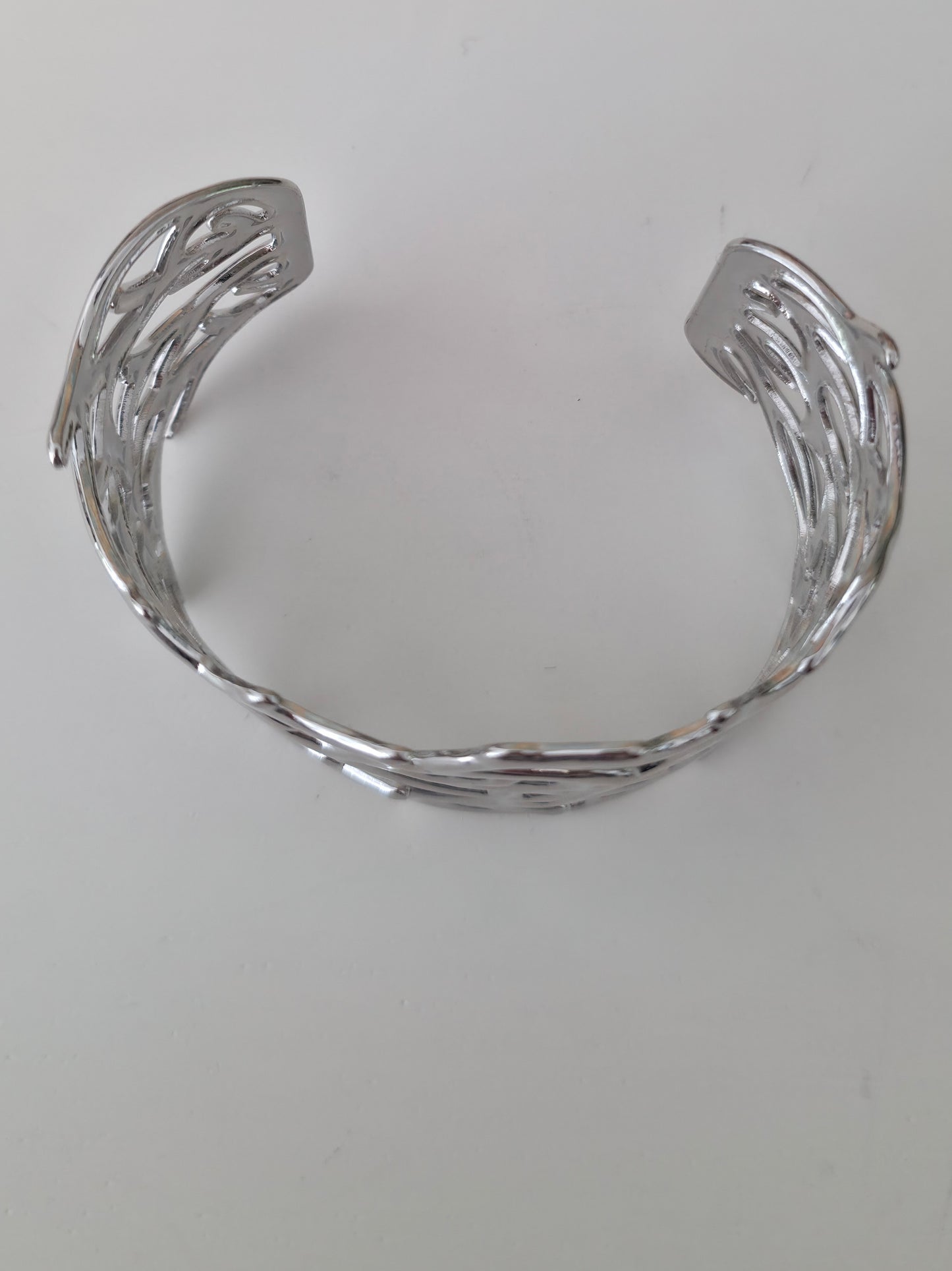 Sea Witch Coral Cuff Bracelet — Wide Statement Cuff — Stainless Steel — Silver