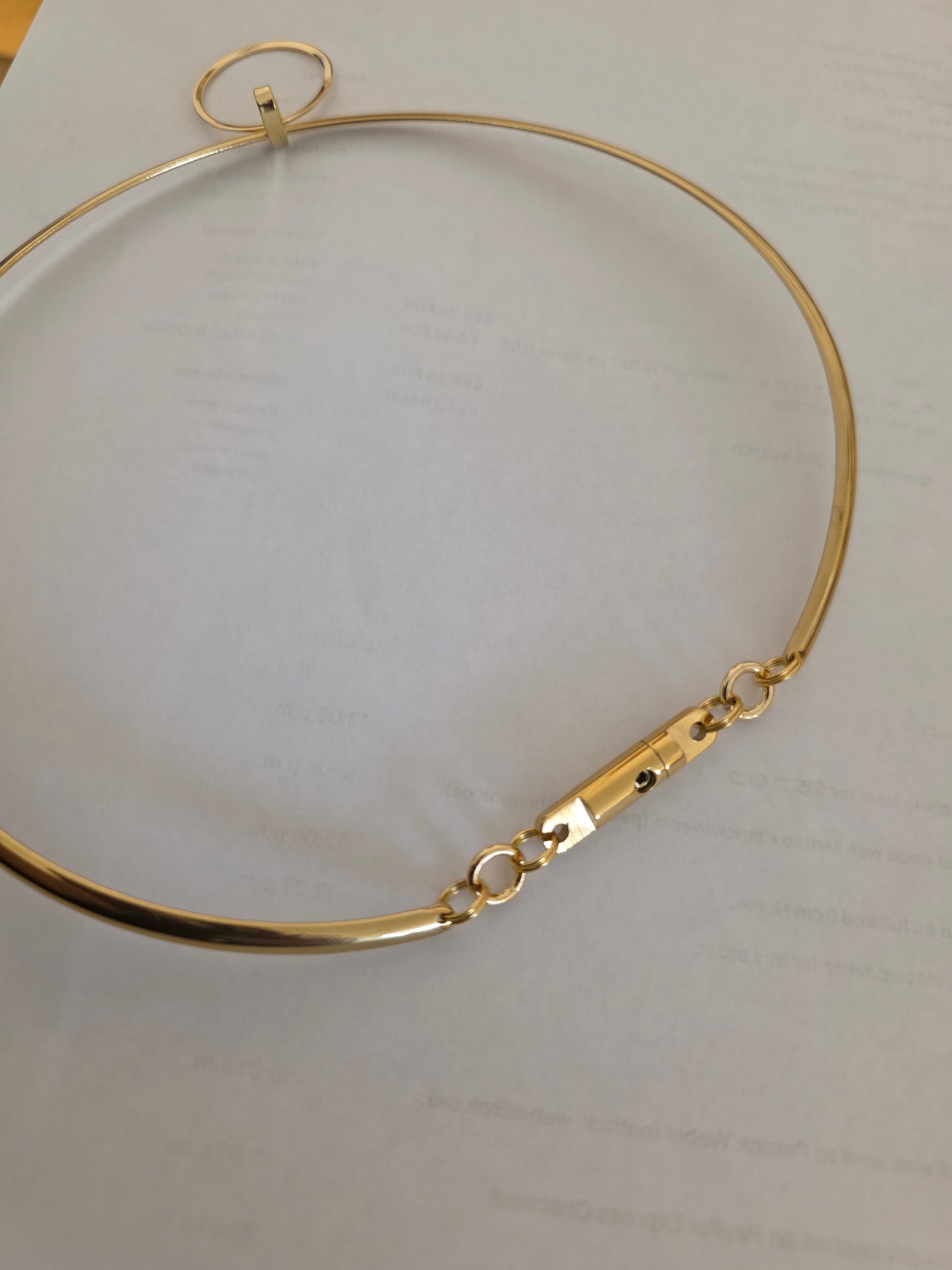 Gold Discreet Day Collar Choker Submissive Necklace with Permanent Locking Option