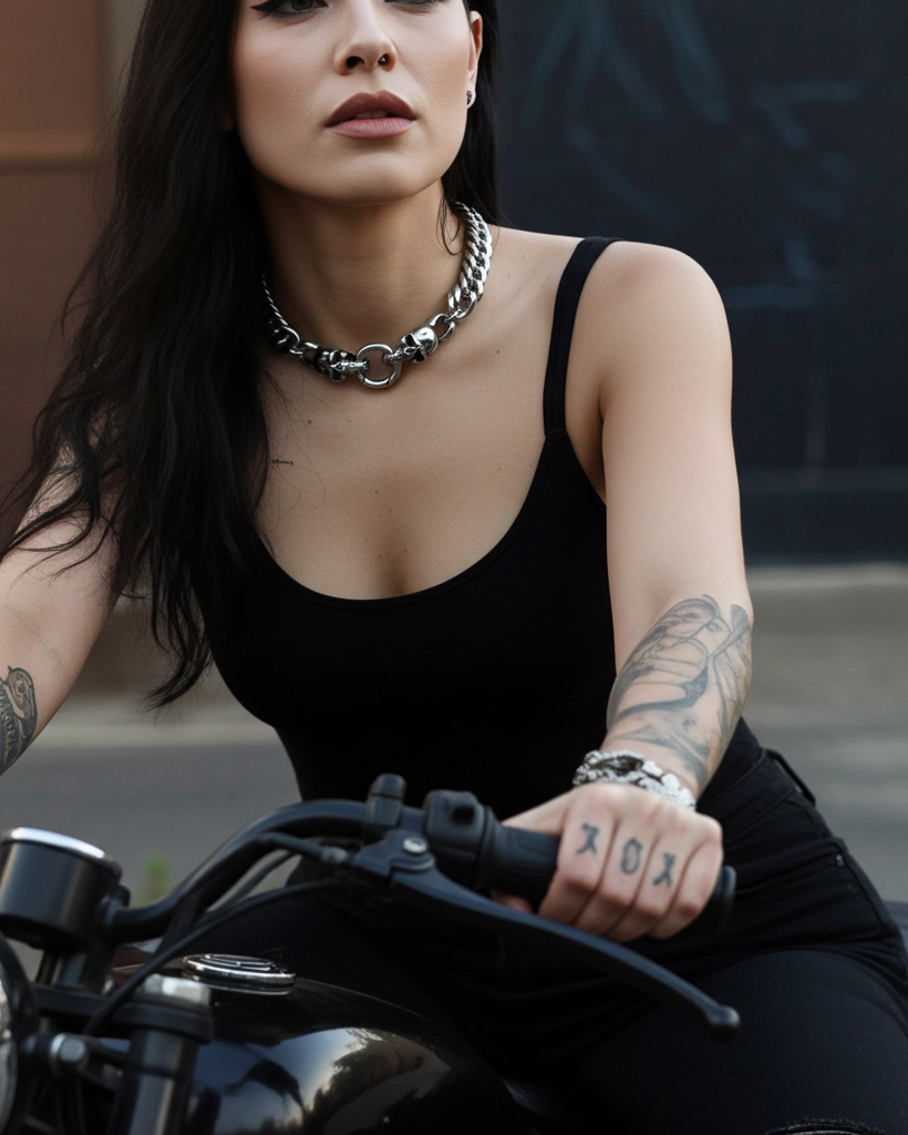 Totenkopf Verschluss Stahl klobige Kette Goth Punk Choker Halskette