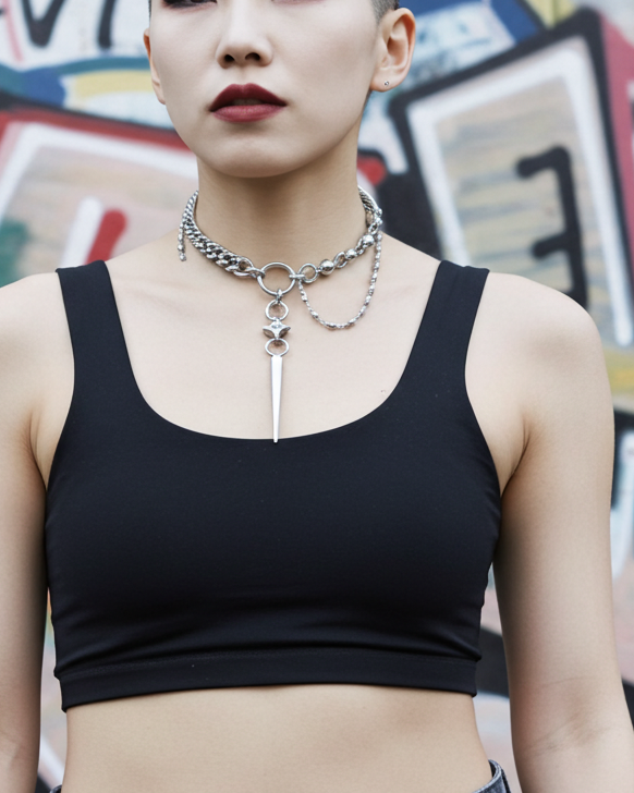 Spike-Anhänger Einzigartige Multi-Ketten-Halskette