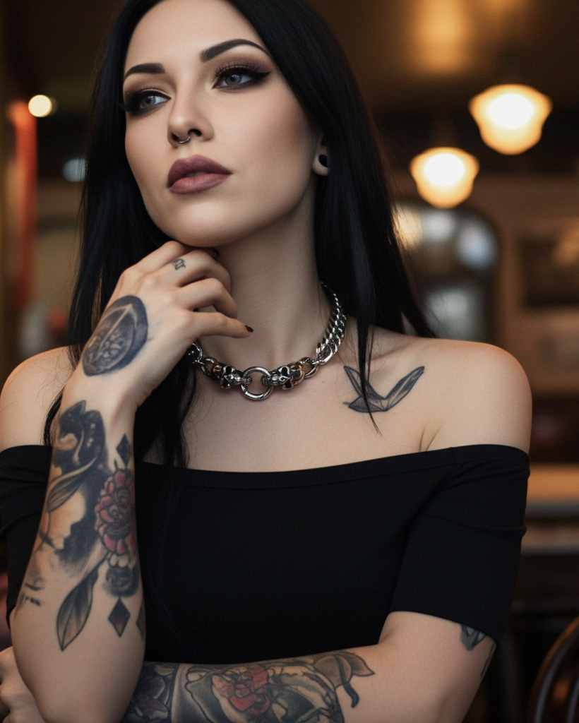 Totenkopf Verschluss Stahl klobige Kette Goth Punk Choker Halskette