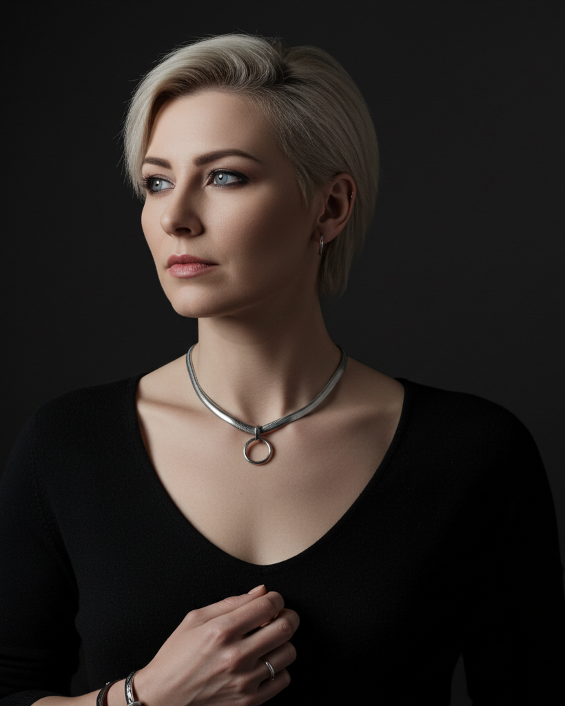 Collier ras du cou discret de jour avec possibilité de fermoir à verrouillage permanent