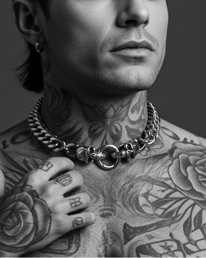 Totenkopf Verschluss Stahl klobige Kette Goth Punk Choker Halskette