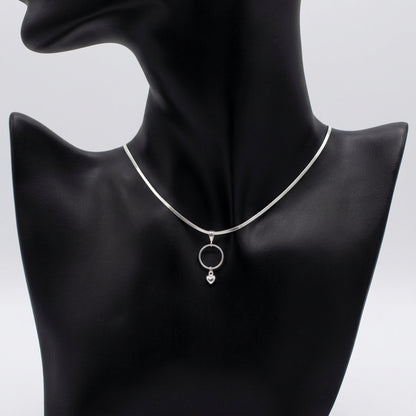 Sterling Silver Day Collar Necklace with Heart Charm on Herringbone Chain - Locking Option