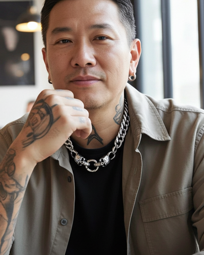 Totenkopf Verschluss Stahl klobige Kette Goth Punk Choker Halskette