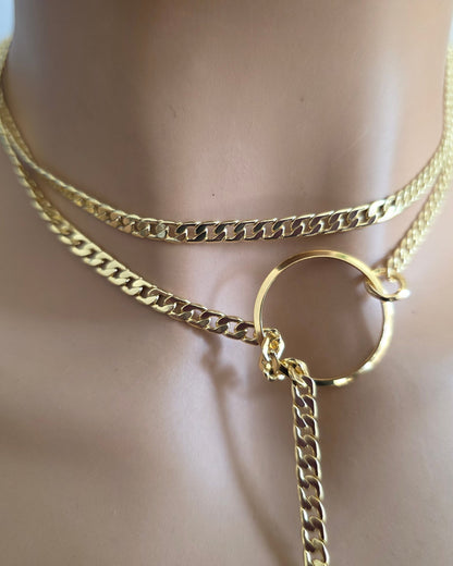 Gold Mond Gothic Lariat Choker Wrap Layer Halskette | Celestial Witch Aesthetic