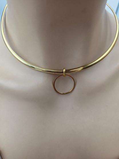 Gold Steel Day Collar – Rigid | Minimalist 4mm | Optional Permanent or Locking Clasp