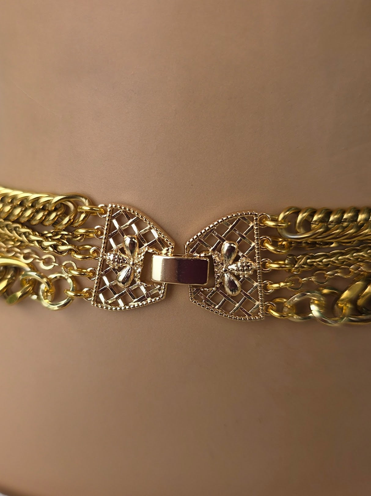 Gold Dreizack Ozean Thema geschichtet Multi Strand klobige Kette Anhänger Halskette Set