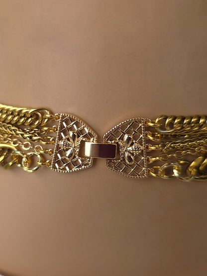 Gold Dreizack Ozean Thema geschichtet Multi Strand klobige Kette Anhänger Halskette Set