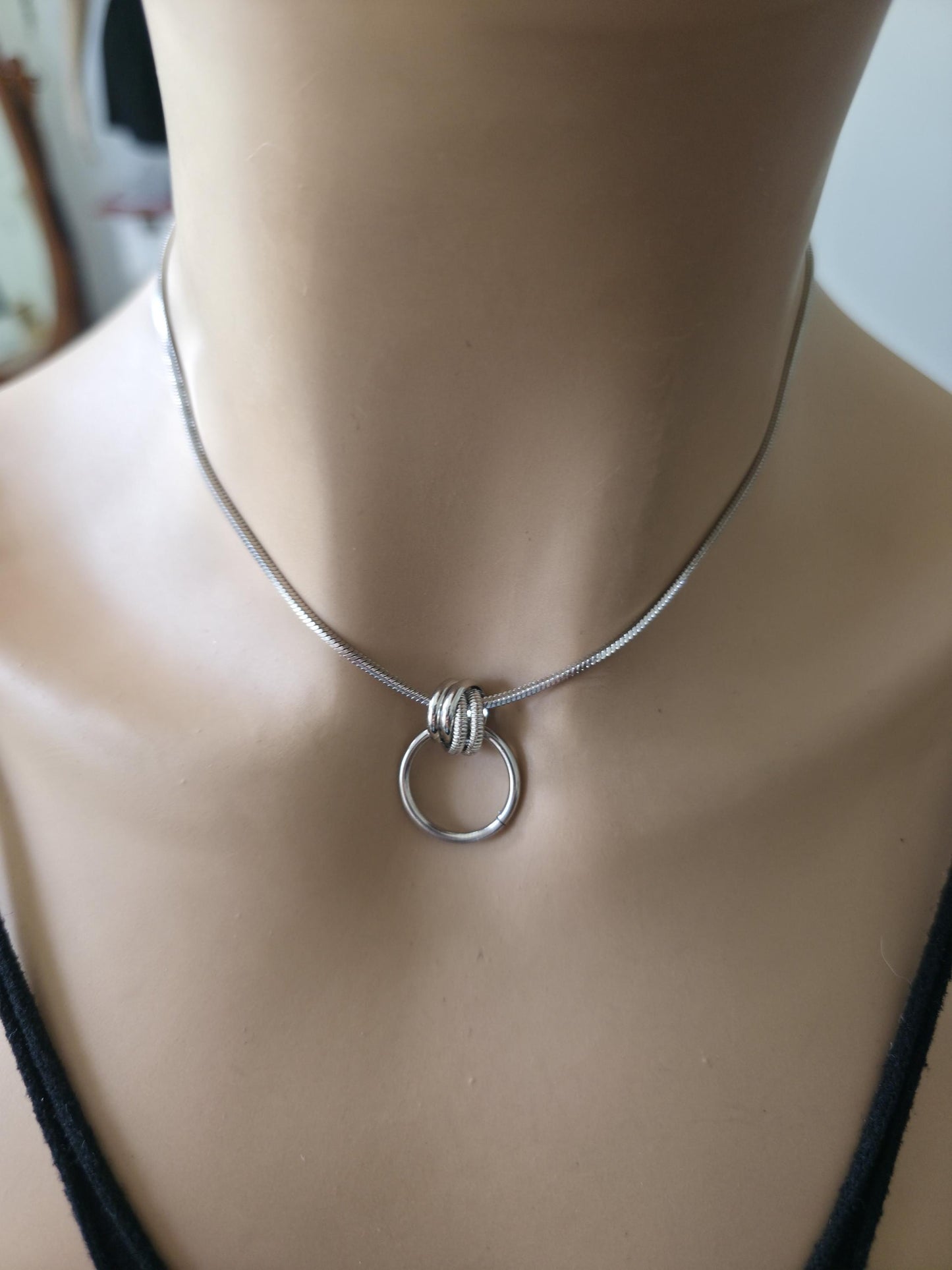 Minimalist Steel Dainty 24/7 Day Collar Snake Chain Necklace, Permanent Locking Options | Couples Devotion jewelry