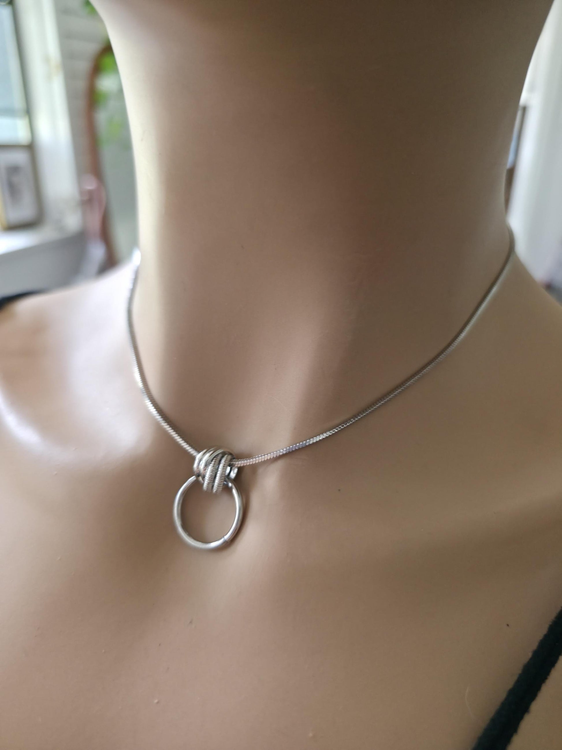 Minimalist Steel Dainty 24/7 Day Collar Snake Chain Necklace, Permanent Locking Options | Couples Devotion jewelry