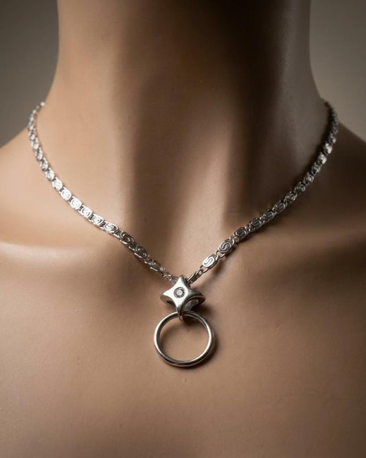 Stainless Steel Day Collar North Star O-Ring Pendant Necklace - Adjustable or Permanent Closure - Discreet Everyday Devotion Couples Jewelry