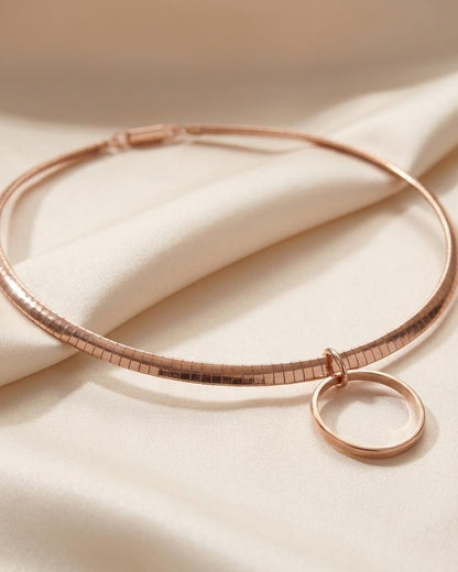 Rose Gold Day Collar Necklace O Ring with Permanent Locking Options | Partner Couples Jewelry