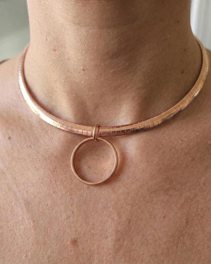 Rose Gold Day Collar Necklace O Ring with Permanent Locking Options | Partner Couples Jewelry