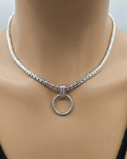 Steel Day Collar Choker Rounded Wheat Chain Necklace - Permanent Locking Option - Romantic Couples Devotion Jewelry