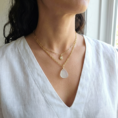 Pacific Shore Sea Glass Layering Necklace - Gold Plated Steel
