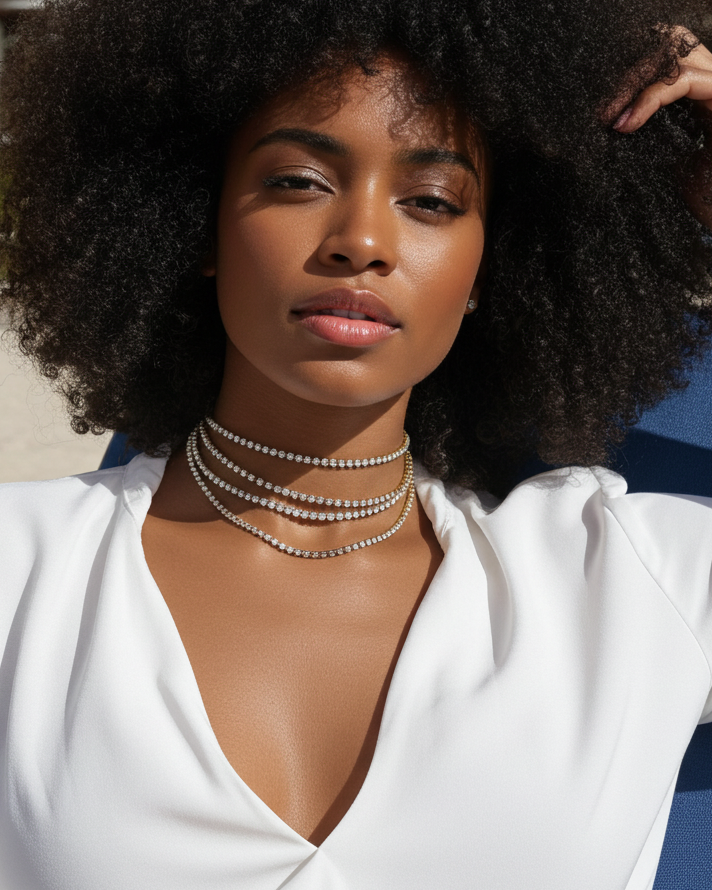 Gold Strass geschichtet Multi Strand gestapelt Choker Halskette oder Armband