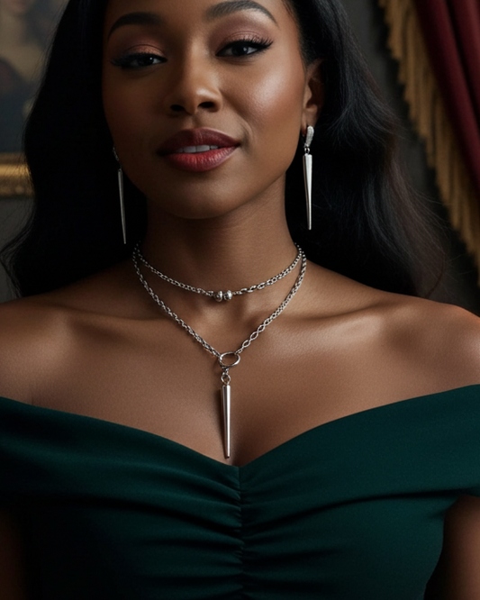 Spike Wrap Lariat Geschichtet Gothic Punk Slip Kette Choker Kragen Halskette