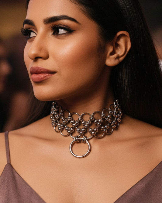Sub Day Collar Choker O Ring Necklace with Permanent Locking Option - Discreet Day Collar