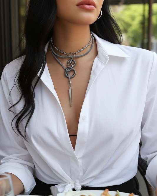 Schlange Kette Ouroboros Goth Punk Alt Wrap geschichteten Halskette - Einzigartige Medusa ästhetisch