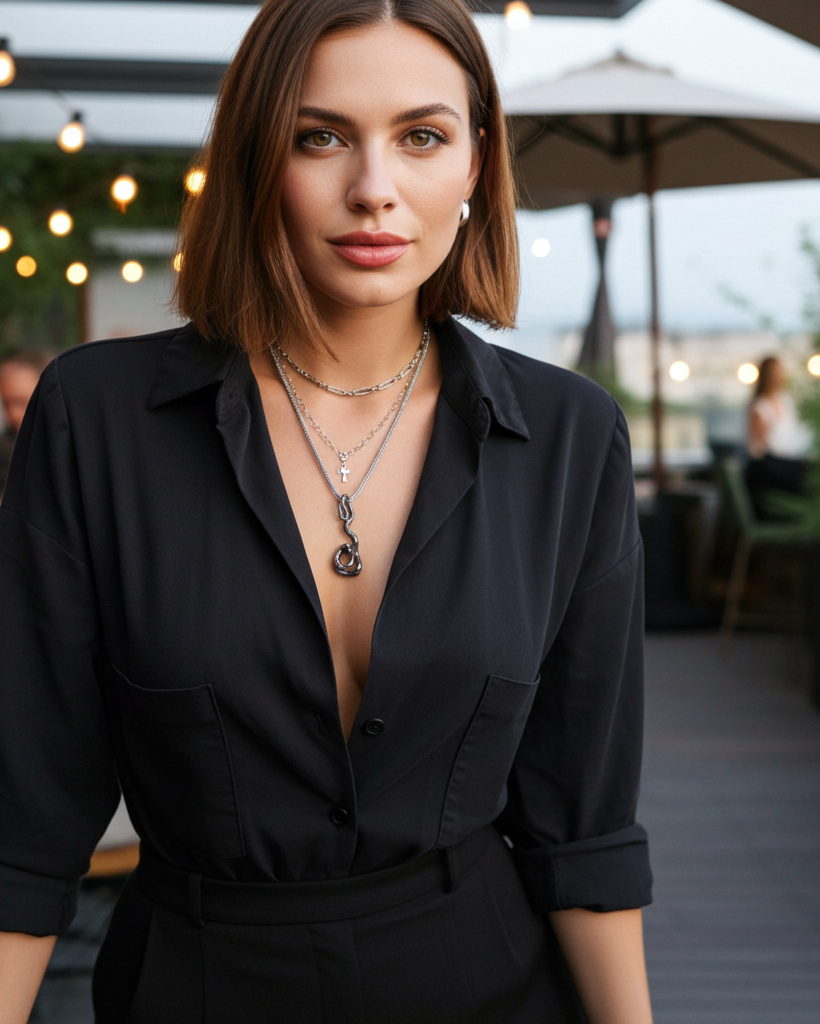 Snake Goth Punk Necklace Layered Multi Strand Set with Ankh