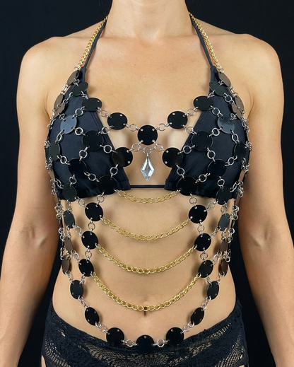 Aurelia Disc Body Chain – Festival Gala Goddess Top
