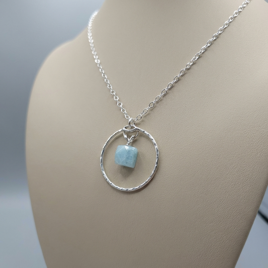 Sterling Silver Day Collar with Aquamarine - Locking Option - Partner Jewelry